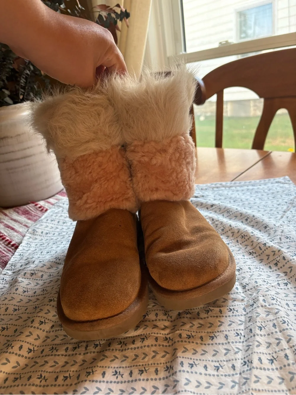 UGG Tan Suede Boots (boots with the fur!)